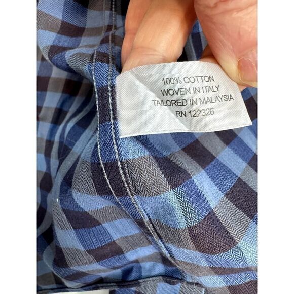 MSL Men's Checkered Button Down Shirt Blue 100% Cotton - Men's Size XL - Picture 10 of 11